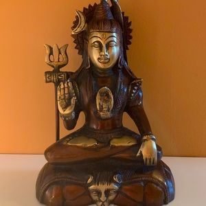 Bronze Finish Sitting Shiva Brass Statue Figurine